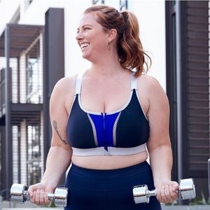 Fabletics Zoe High Impact Sports Bra Zip Front Black Size XL Activewear workout